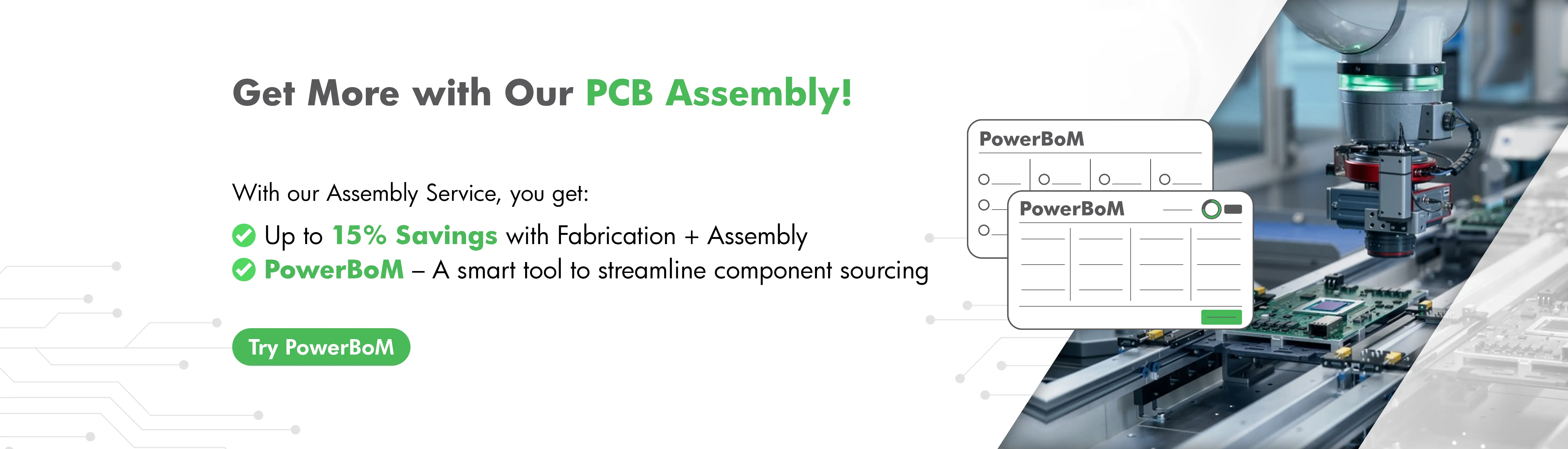 Automated PCB assembly machine placing components on a circuit board for PCB fabrication and assembly